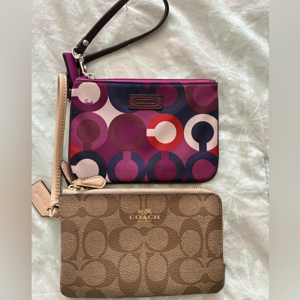 Coach Purple and Tan Wristlet Duo